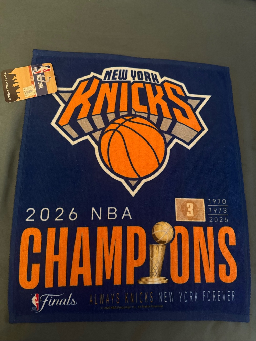 Fanatics New York Knicks 2026 Champions Rally Towel - Blue & Orange